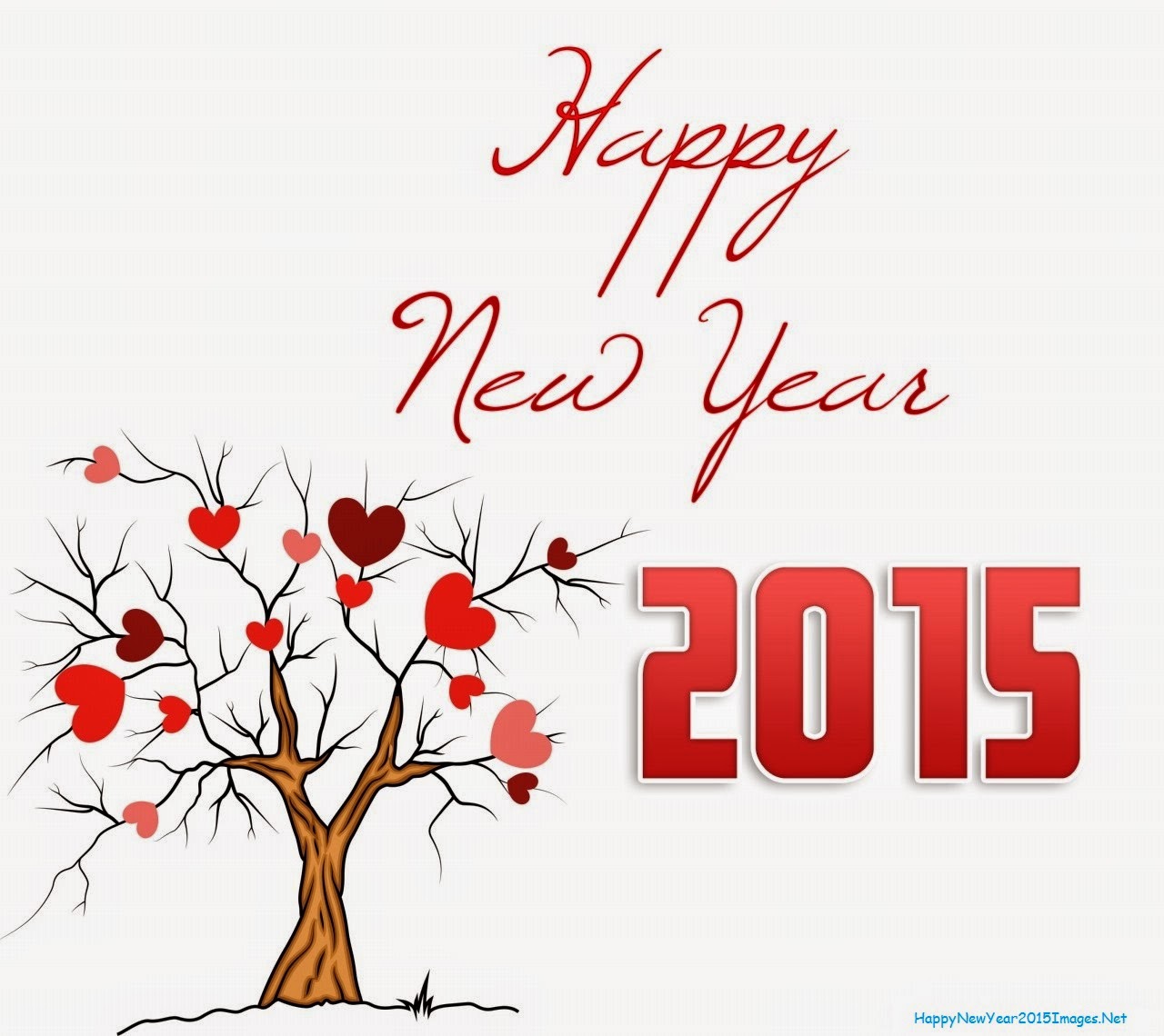 Happy New Year 2015 Hearts Tree